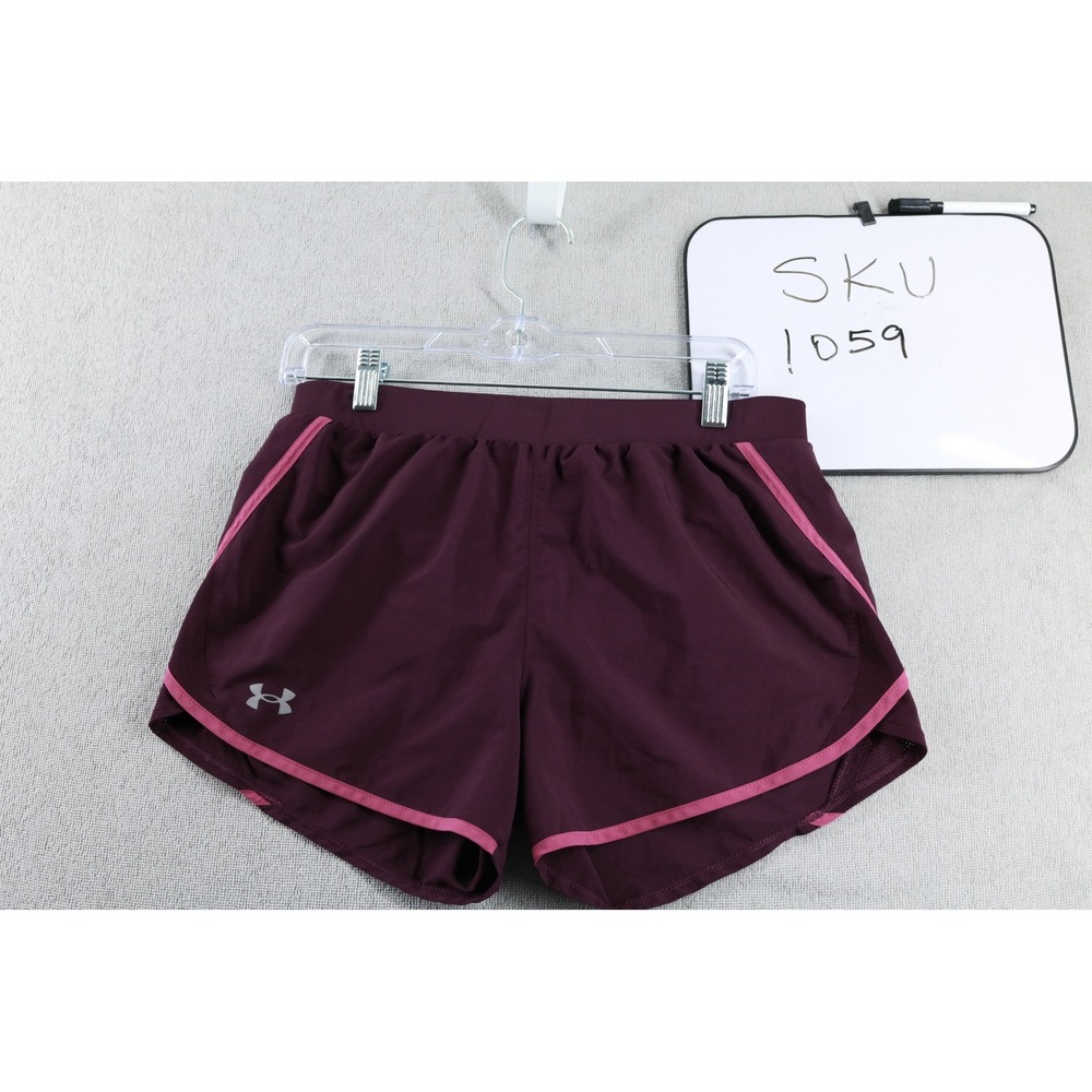Under Armour Shorts Womens Medium Maroon HeatGear Running Athletic Loose 1059
